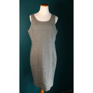 Vintage Jones New York Houndstooth Wool Sheath Dress Dark Academia Grunge Emo